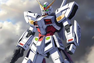 draw mecha robot,armor,gundam in anime or realism style