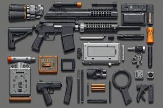 design weapon, device, and parts vector art illustration