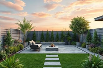 design your backyard, garden, terrace, realistic landscape