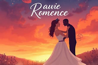 design an illustrated romance book cover or ebook cover