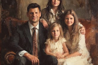 paint family portrait with digital oil painting