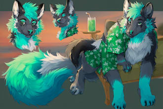 draw furry art, furry character design, fursona, sfw, with anime style