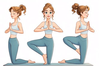 draw amazing yoga, fitness, workout, exercise or other pose illustrations