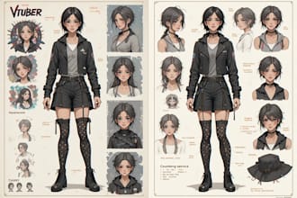 raw high quality character sheet for your model vtuber