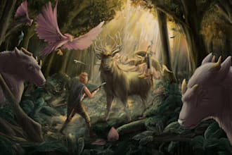 illustrate dark mythical stories and gothic fantasy art