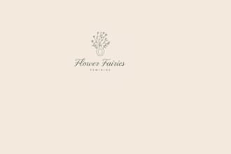 awesome line art, flowers shop floral logo design