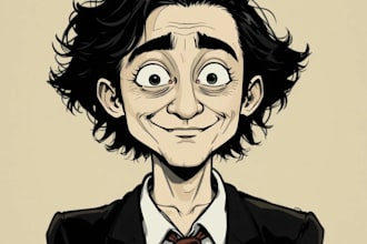 draw funny cartoon character, caricature, portrait