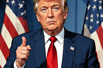 do bold commentary in color political satire illustrations