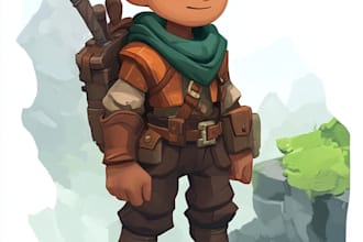 2d character design, 2d game characters art, mascot,