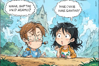 create a children book illustration for comic and fairytale