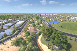 model 3d realistic master plan,urban exterior,cgi landscape,commercial building