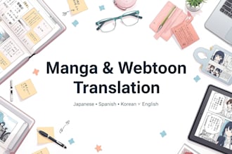 translate manga, webtoon, manhwa, or manhua from japanese or spanish to english