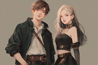 draw couples in anime style