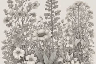 draw vector botanical illustrations of plants and flowers