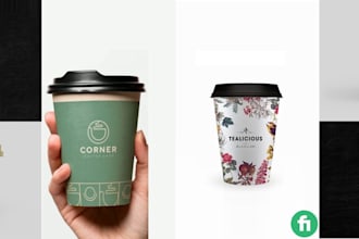 design premium coffee and tea label, packaging, logo, sticker, box and mug, cup