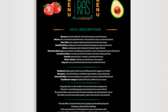 create a creative premium custom restaurant menu design