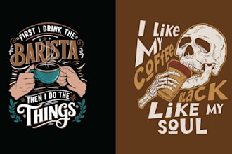 create vintage with illustration of skull drink coffee cup logo