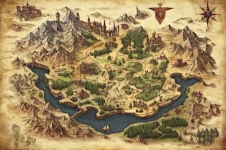 make fantasy map illustration for map