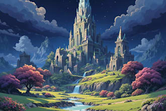 create fantasy landscape illustration