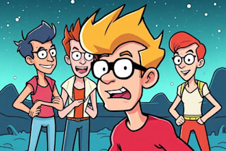 draw a cartoon futurama style portrait