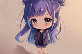 draw anime chibi character art for design character, fanart, kawaii