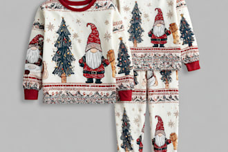 design merry christmas xmas matching elf gnome pajama santa claus tree snowmen