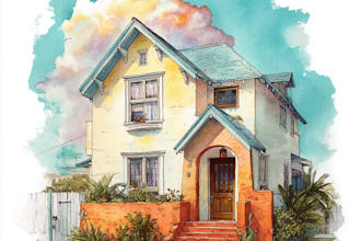 do an watercolor house portrait