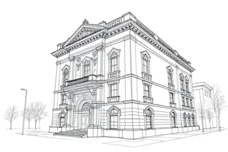 draw an architectural sketches of building illustrations