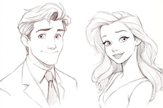 sketch you a disney cartoon couple picture