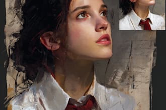 paint a portrait into painting with oil painting