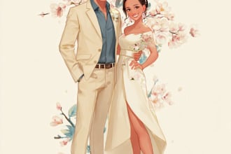 draw couple portrait illustration