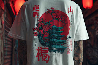draw a japanese t shirt illustration