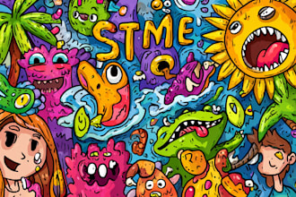 draw amazing doodle art graffiti cartoon illustration