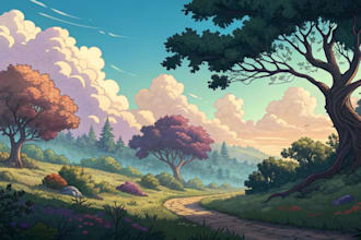 make 2d game concept art environment an background