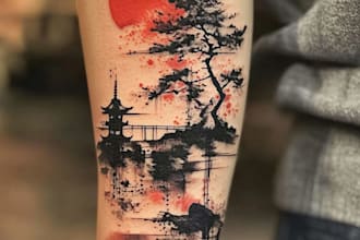 design professional japanese, asian style tattoo design