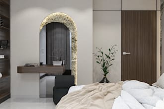 design a luxury modern bedroom with realistic 3d rendering