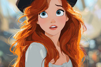 make a disney children cartoon illustration