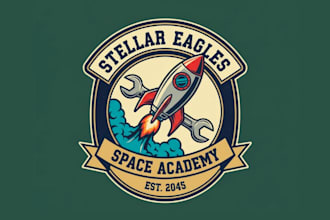 make high quality vintage rocket logo with t shirt design