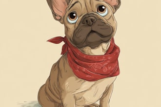 draw disney pets portrait illustration in disney
