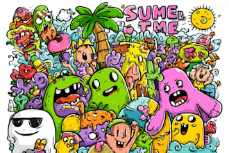 draw doodle art illustration designs on any topic