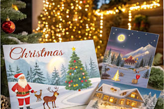 illustrate christmas illustrations and cards for you