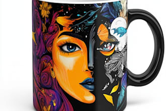 create fantastic coffee mug design or mugs design