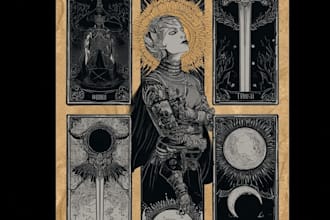 draw custom tarot card illustration with dark art style