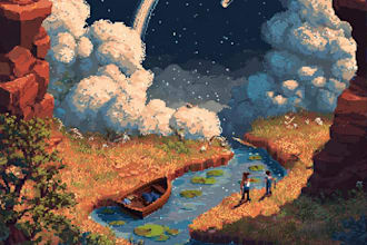 make pixel art scene or background