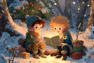 christmas children book illustration, bible illustration
