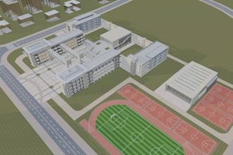 create photorealistic 3d site plan, landscape masterplan, and campus layouts