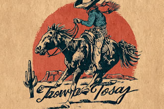 do great western cowboy illustration for apparel