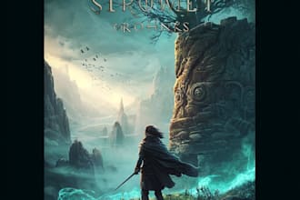 book cover design, fantasy book cover illustration