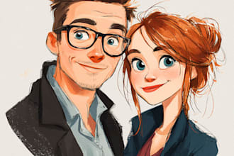 draw couple portrait illustration from photo