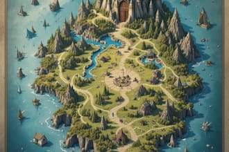 draw fantasy map illustration isometric map